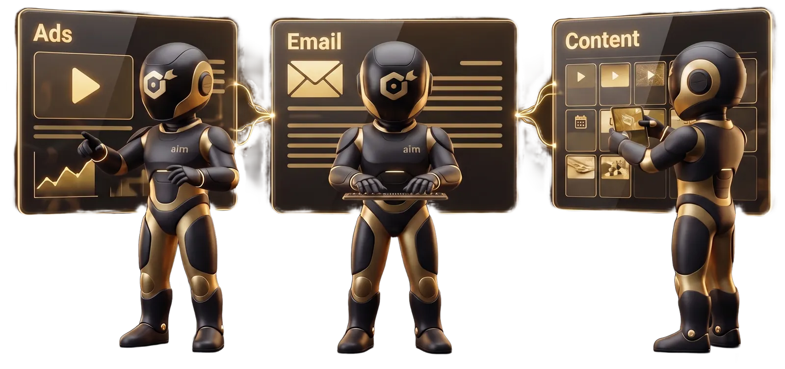 AIM AI agents working simultaneously on ads, email and content