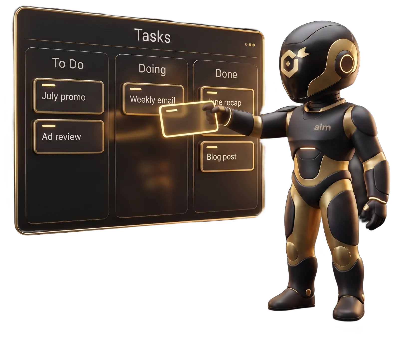 Task board inside the AIM command center